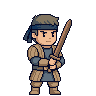 修行中の剣士のドット絵