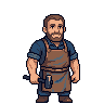 村で腕をみがく鍛冶屋のドット絵